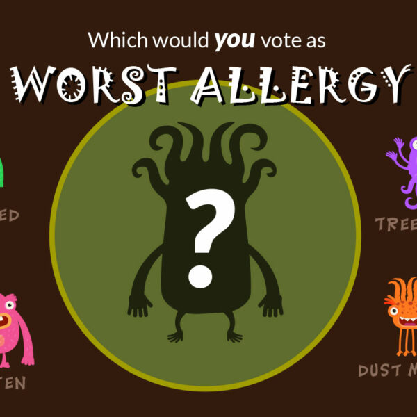 Various allergies represented as cartoon monsters